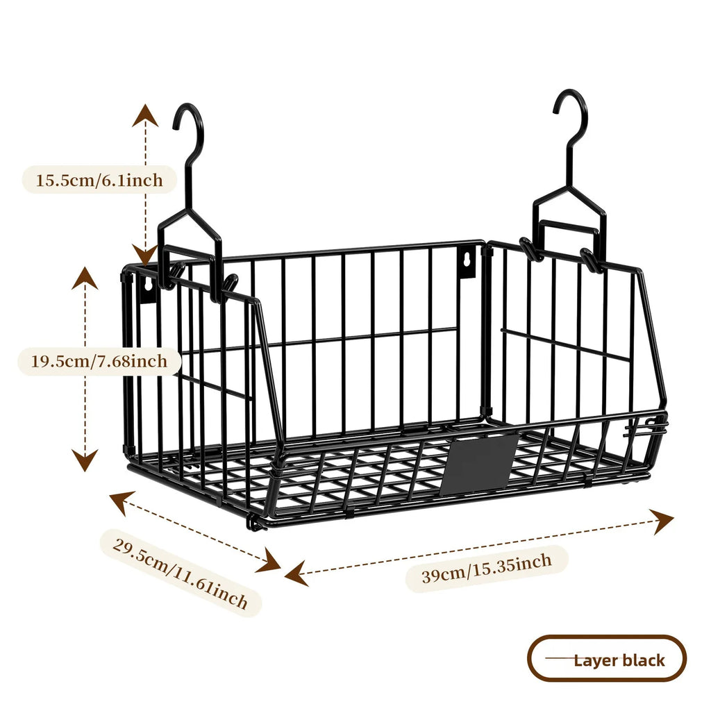 Wardrobe Storage Rack Suspended Layered Shelf Clothes Bags Organizing Basket Foldable Disassembly Storage Basket Oasis Select Black layer