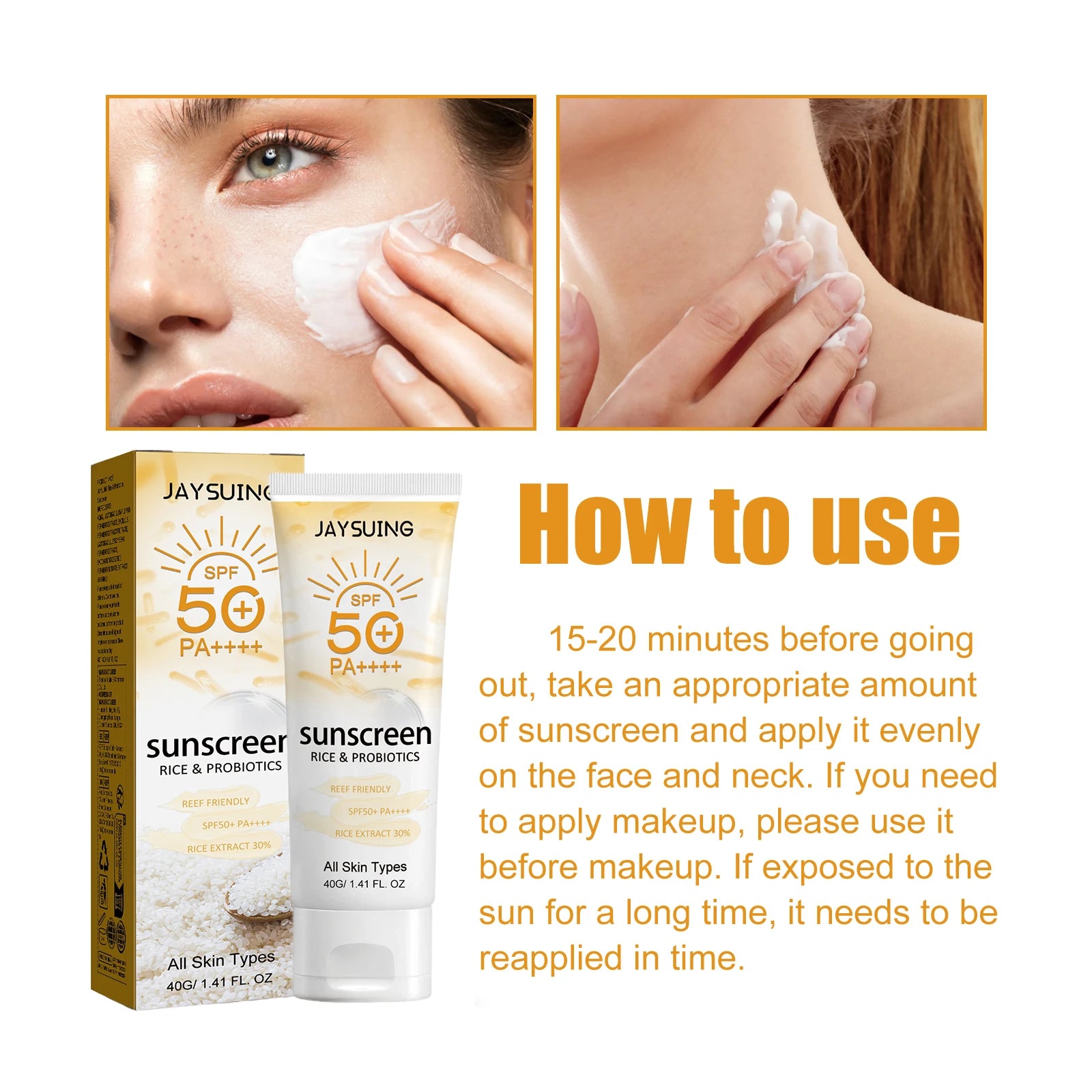 Probiotic Organic Rice Sunscreen Prevent Tanning Reduce Risk Sunburn Waterproof Broad Spectrum Protection UV Resistant Lotion Oasis Select