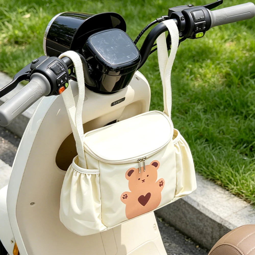 Waterproof Bear Pattern Handlebar Bag Large Capacity Anti-scratch Hanging Storage Pouch for Electric Scooter Bicycle Moped Oasis Select