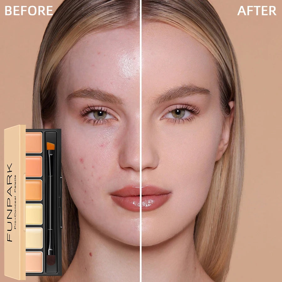 FUNPARK 6-Color Concealer Contour Cream Palette with Brush
