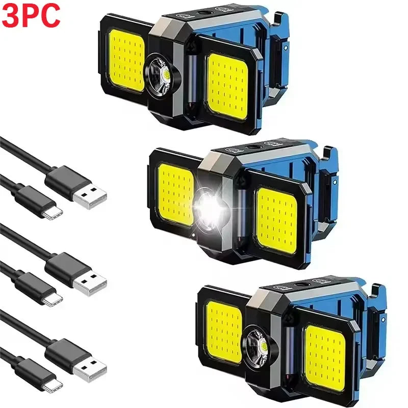 Keychain Pocket Flashlight Light COB Work Light Rechargeable Lamp with 90° Foldable Side Lights Super Bright Portable Lanterns Oasis Select 3PCS