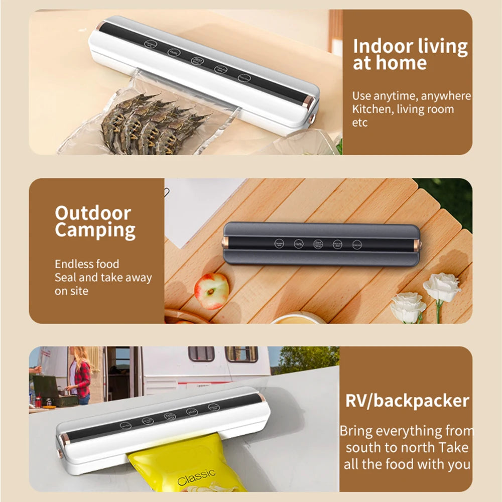 Food Vacuum Automatic Air Sealing Sealing Machine Home USB Wireless Wacuum Sealer 1500mAh 62KPa High-Suction Store Food Vacuum Oasis Select