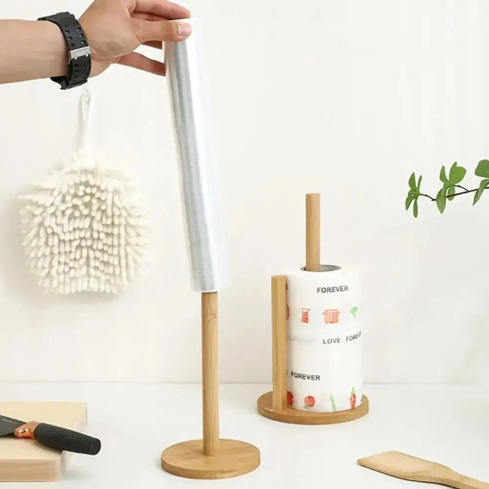 Wooden Vertical Paper Towel Holder – Anti-Skid Kitchen Stand