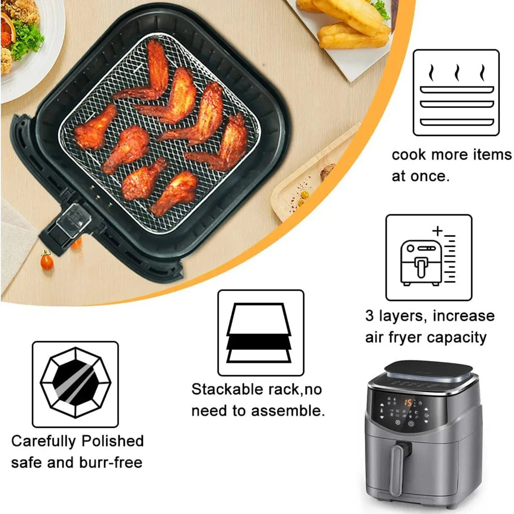 Stackable Air Fryer Rack 1-3 Layer 304 Stainless Steel Air Fryer Rack Oasis Select