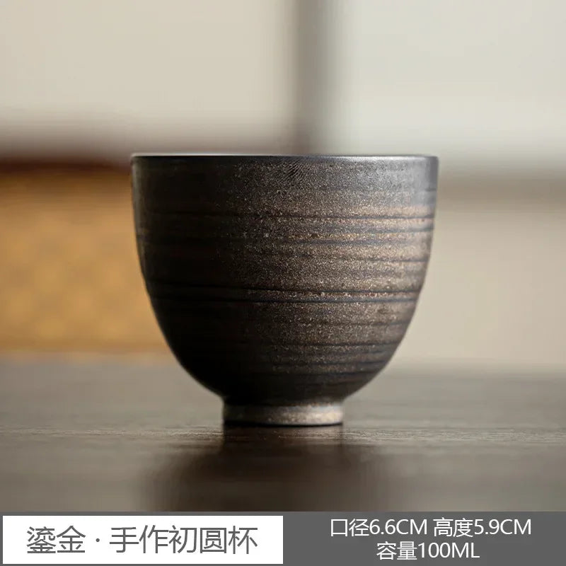 Gilded Glaze Tea Cup Handmade Eggshell China Master's Cup Tea Making Kung Fu Tea Cups Ceramic Japanese Kung Fu Teaware Oasis Select Tea Cup B-100ML 51-100ml