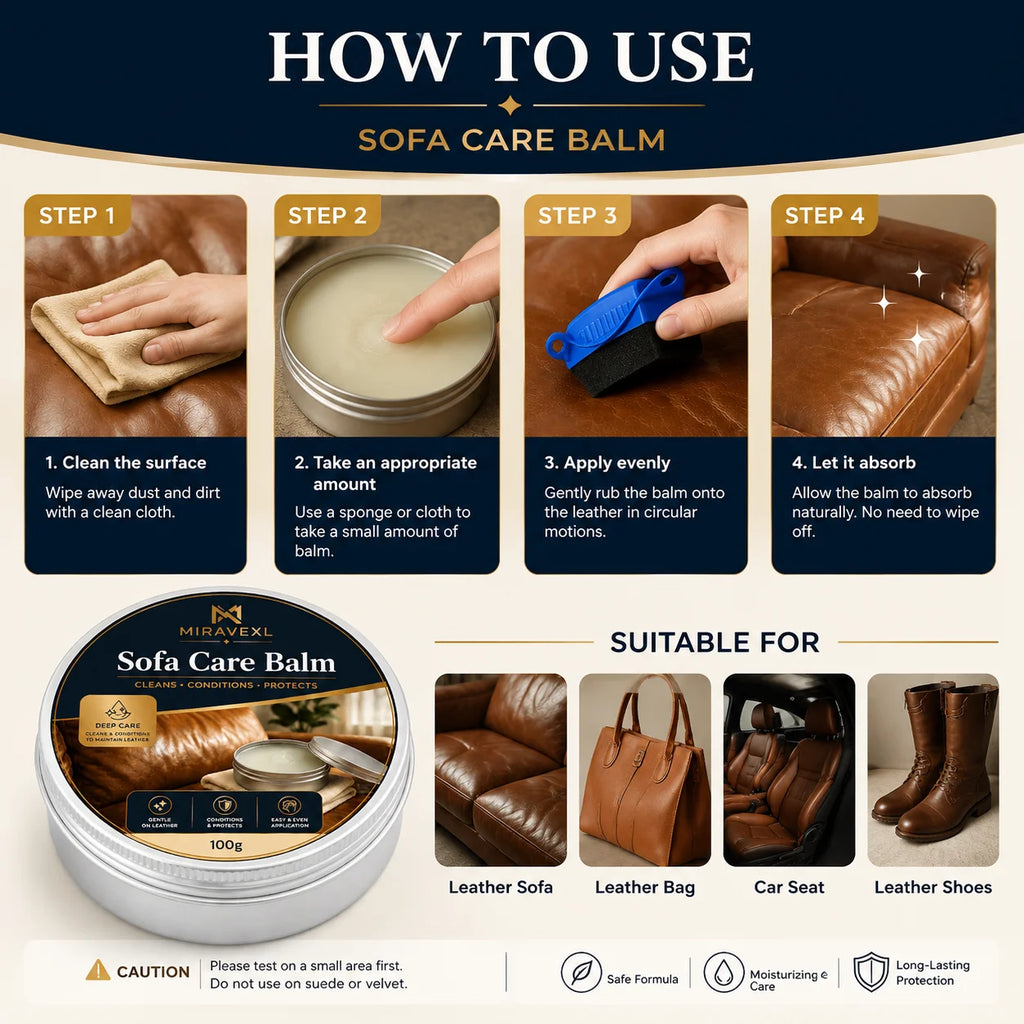 MIRAVEXL Leather Couch Foam Cleaner & Sofa Care Balm Kit with Sponge, Deep Clean,Condition and Protect Leather Seats for Home 2 Oasis Select