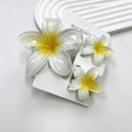 3Pcs/Set Colorful Gradient Hair Claws Plumeria Flower Acrylic Hawaiian Flower Hair Clip Hair Accessories Beach Oasis Select White Yellow
