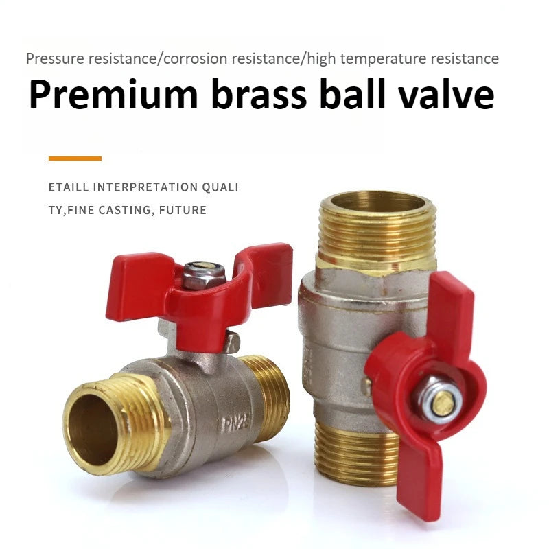 Brass Globe Valve with Butterfly Handle Two-piece 1/4 "3/8" 1/2 "3/4" External Thread, Suitable for Gas, Water, Oil, and Air Oasis Select