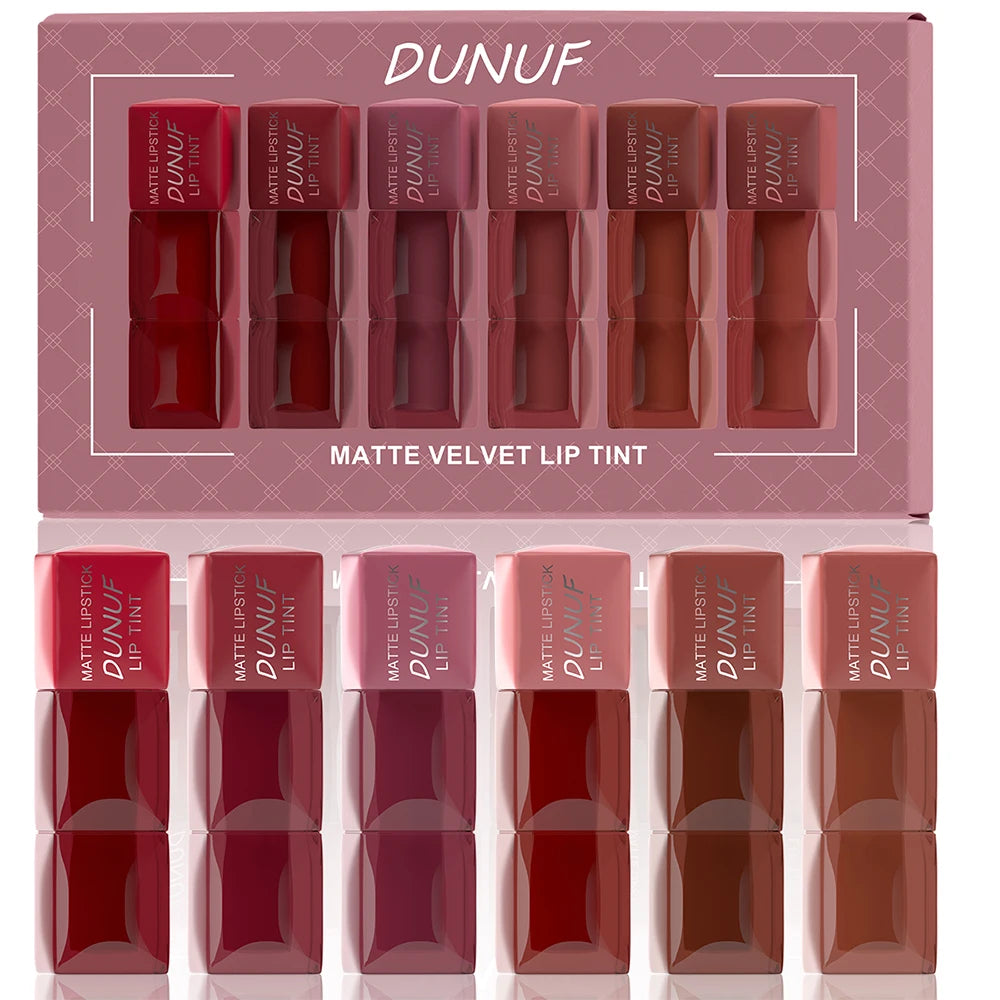 6pc/set Velvet Matte Lipstick Long-lasting Waterproof Lip Gloss Lip Glaze Non-Stick Cup Nude Red High Pigment Y2K Christmas Gift Oasis Select