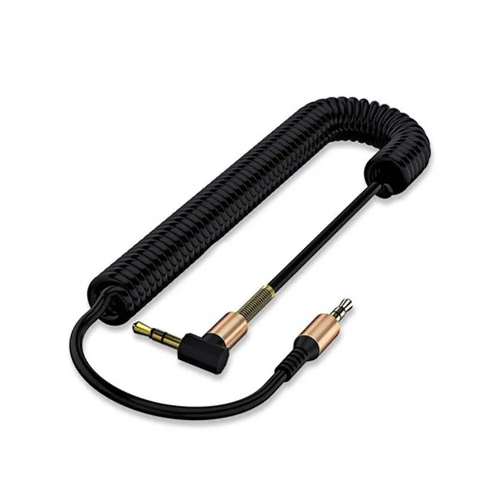 Jack Cable Male To Male Stereo 3.5 mm To 3.5mm Plug Gold-plated Plug Spring Cable Audio Cable Aux Cable Car Aux Cord Audio Wire Oasis Select black