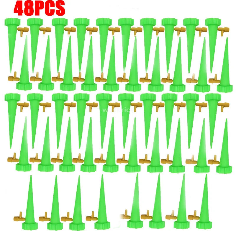 Automatic Drip Plants Irrigation Drip Irrigation Garden Watering System Garden Plant Self Watering Kits Insert Watering Devices Oasis Select 48PCS-Green