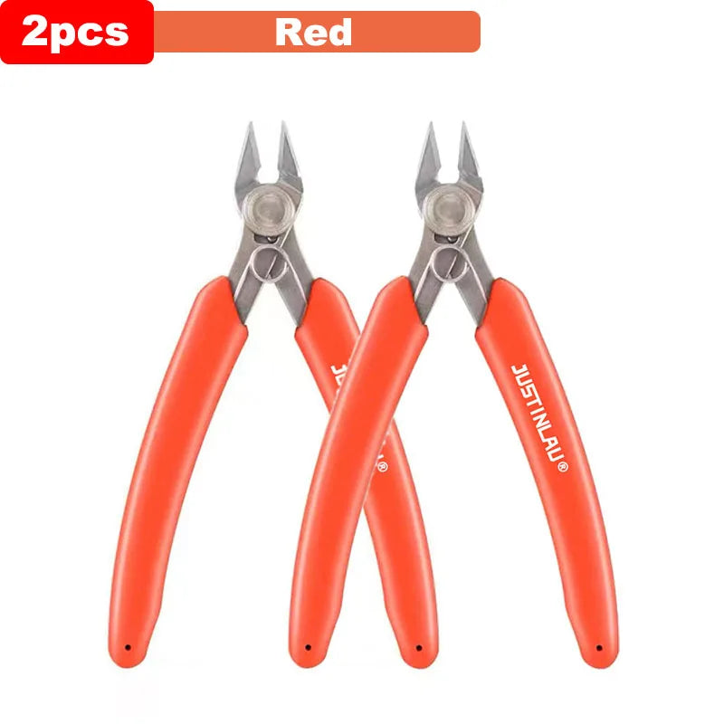Universal Stainless Steel Pliers DIY Electronic Diagonal Side Cutting Nippers Wire Cable Cutter 3D Printer Parts Hand Tools Oasis Select Red-2pcs