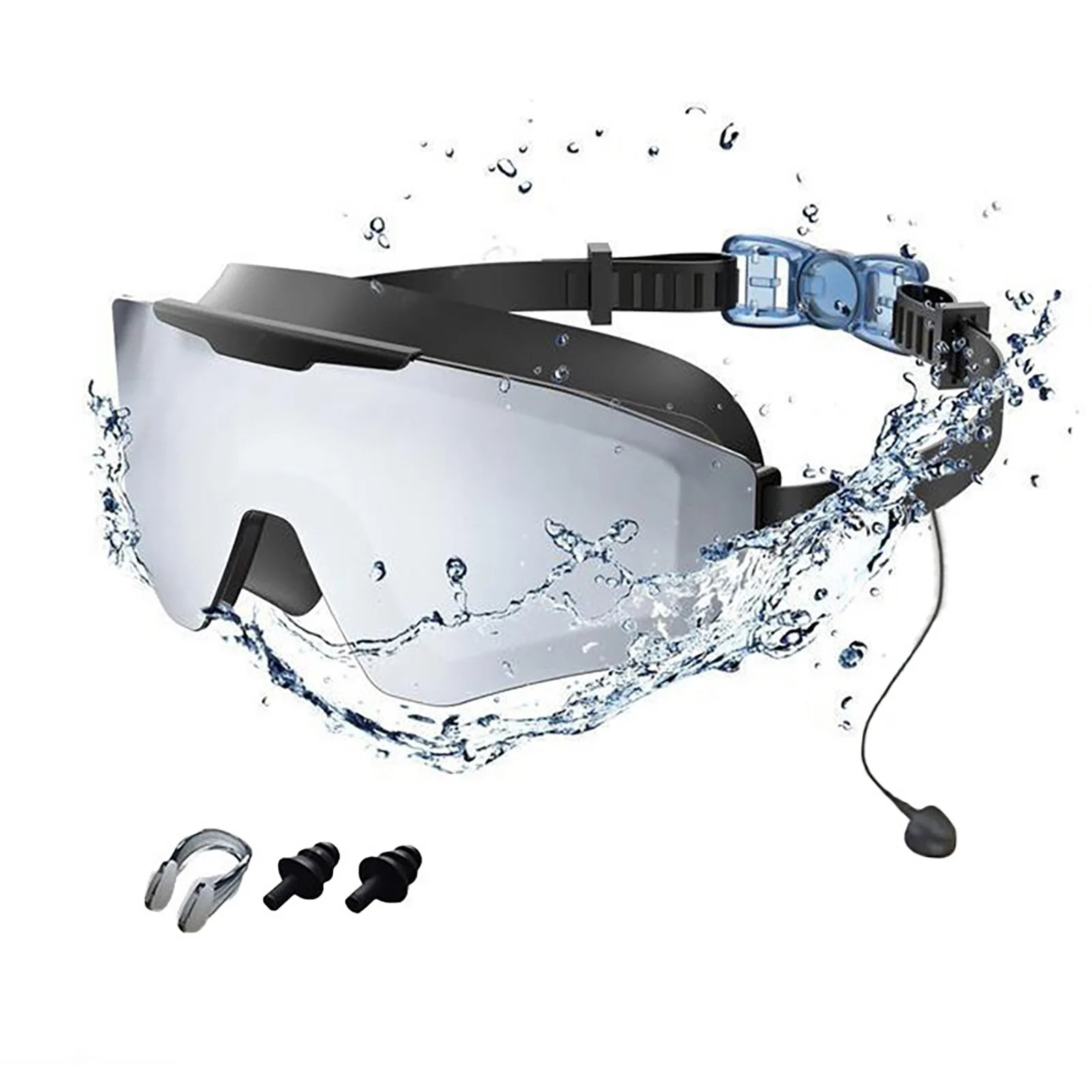 Mirrored Anti-Fog Swim Goggles | Wide View Large Frame & Earplugs Swim Goggles Oasis Select Kid Silver