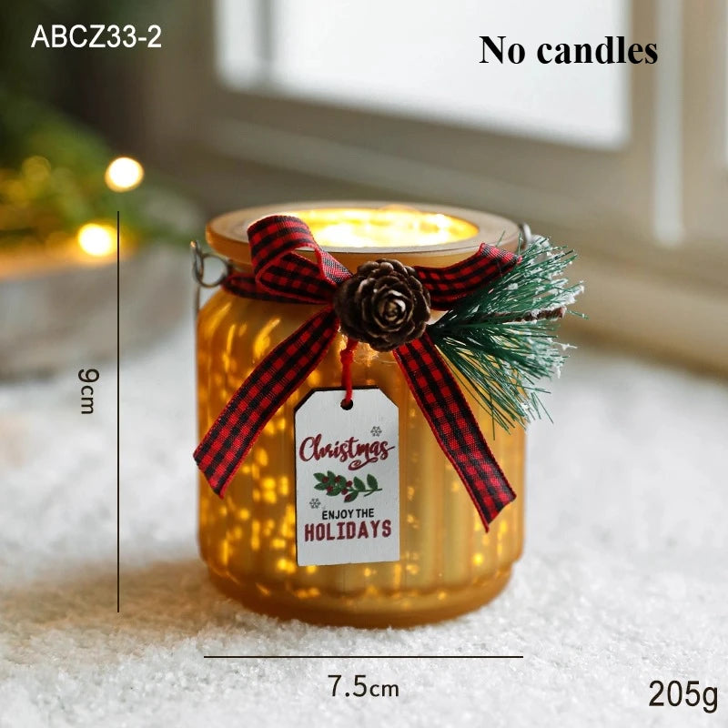 Christmas Decorative Trinkets Candle Cups Christmas Tree Glass Jars Hand-held Candlestick Ornaments Scene Arrangements Oasis Select C gold
