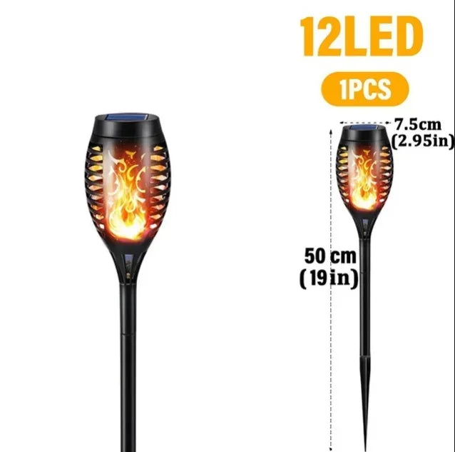 1-10Pack Solar Flame Light Outdoor 96/12 LEDs Flickering Torch Waterproof Night Lamp Garden Decoration for Lawn Path Yard Patio Oasis Select houyan 12LED Solar Charge