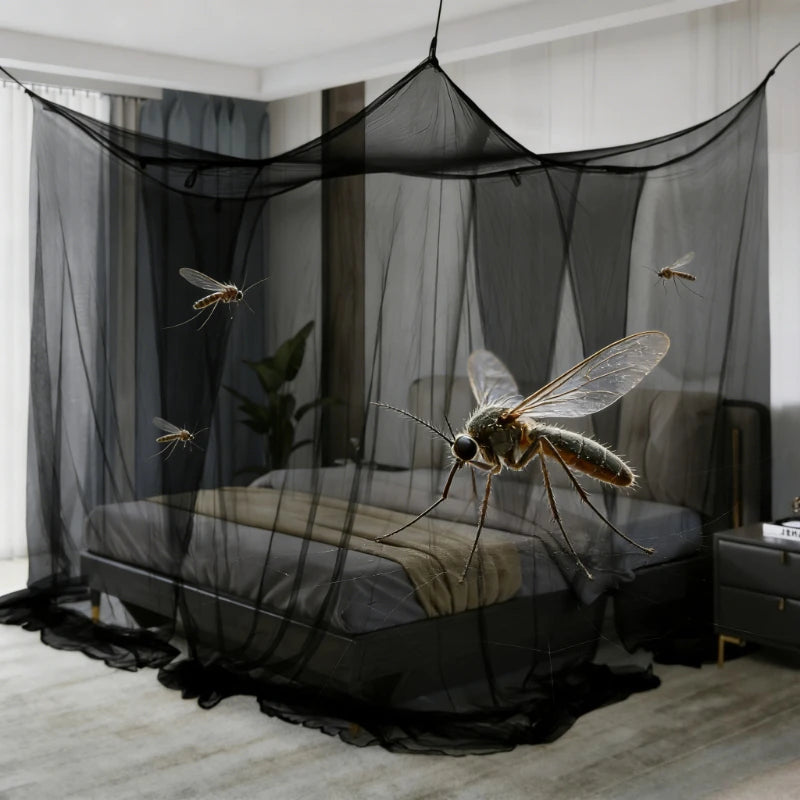 Quadrangle Mosquito Net, Floor To Ceiling Bed Canopy, Fits All Bed Sizes, Breathable Mosquito Proof Cover for Bedroom & Dorm Oasis Select