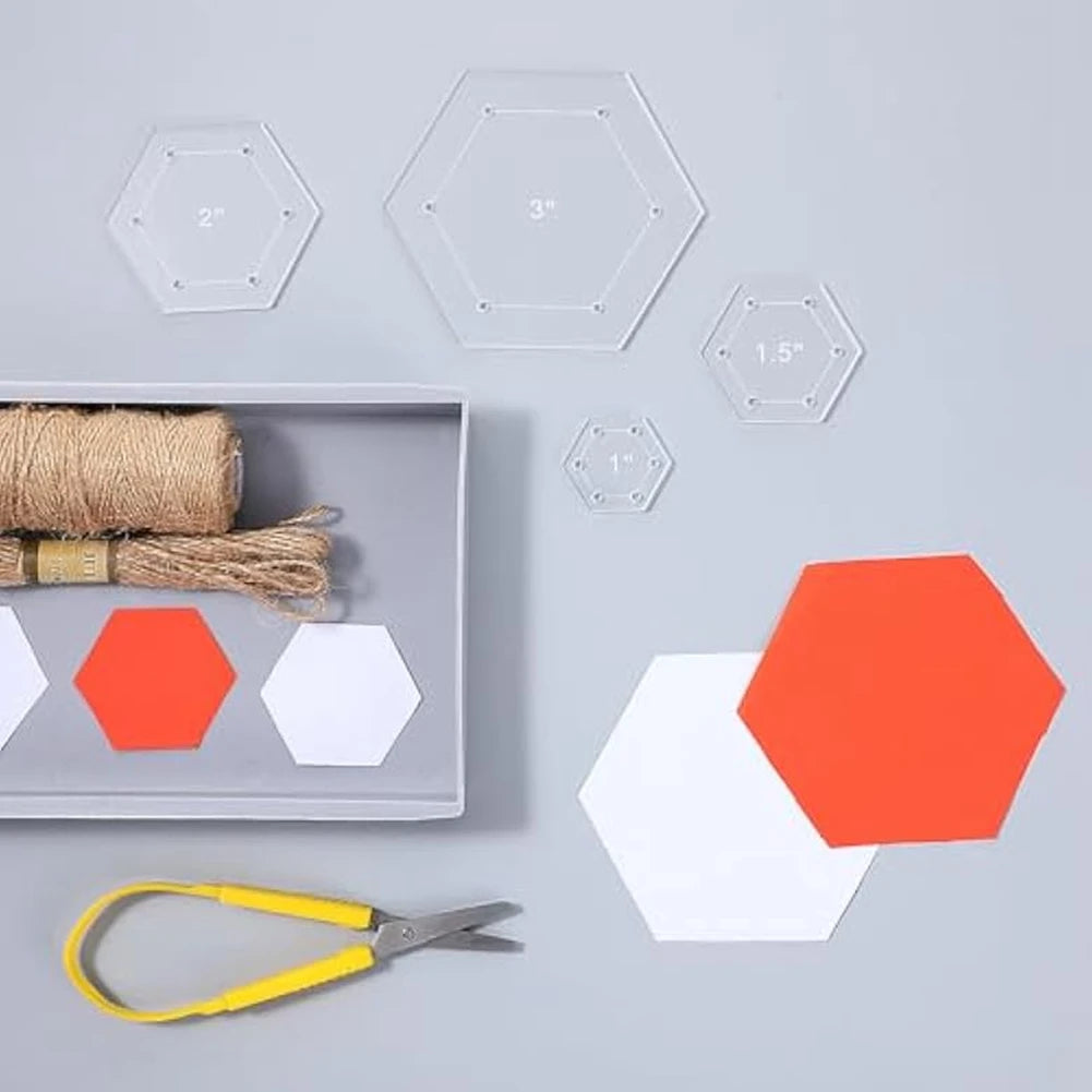 LIKE WISH 6Pcs Hexagon Quilting Template Acrylic Quilting Rulers & Templates,Piecing Sewing Templates Seam Allowance Oasis Select