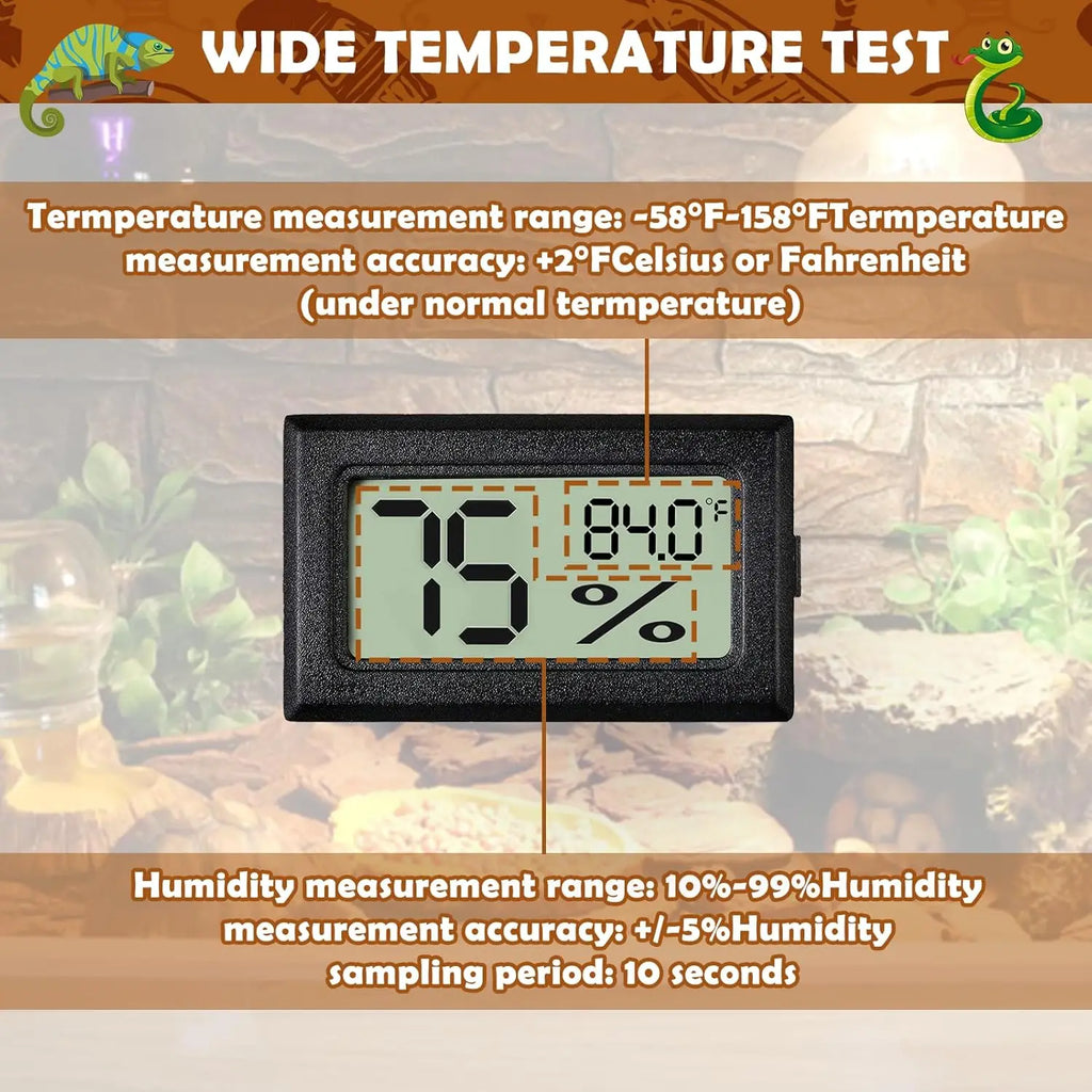 2-Pack 2-in-1 Thermometer & Hygrometer for Reptiles — Terrarium Tool for Reptiles and Amphibians Oasis Select