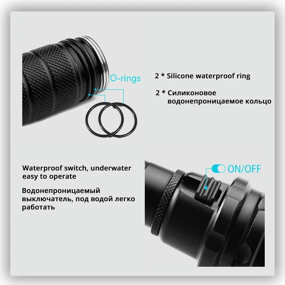 ESMARTER IP68 Diving Flashlight 1600LM | 100m Waterproof LED