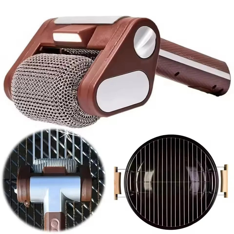 Electric Roller Grill Brush with Replaceable Brush Head Stainless Steel Grill Cleaner Rechargeable Barbecue Cleaner Tools Oasis Select
