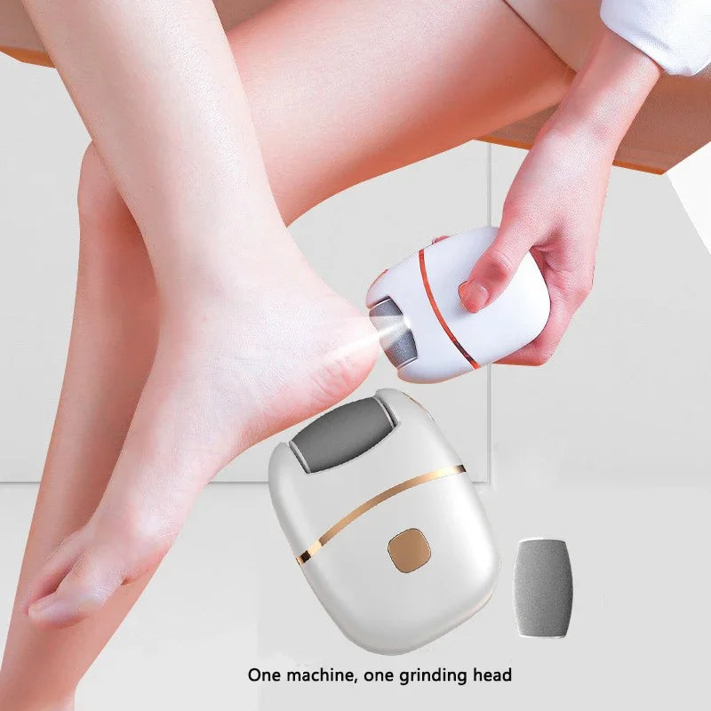 1 PC Electric Foot Grinder, Rechargeable Thick Leather Polishing Foot Grinder, and 2 Different Thickness Grinding Heads Oasis Select white