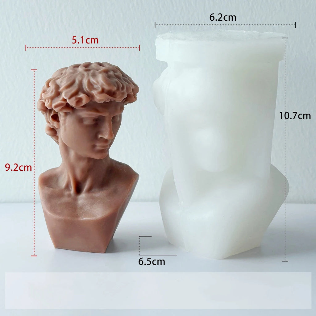 David Shape Silicone Scented Candle Mold DIY 3D Portrait Resin Mould Human Body Gypsum Making Tool Craft Gifts Home Decor Oasis Select F073