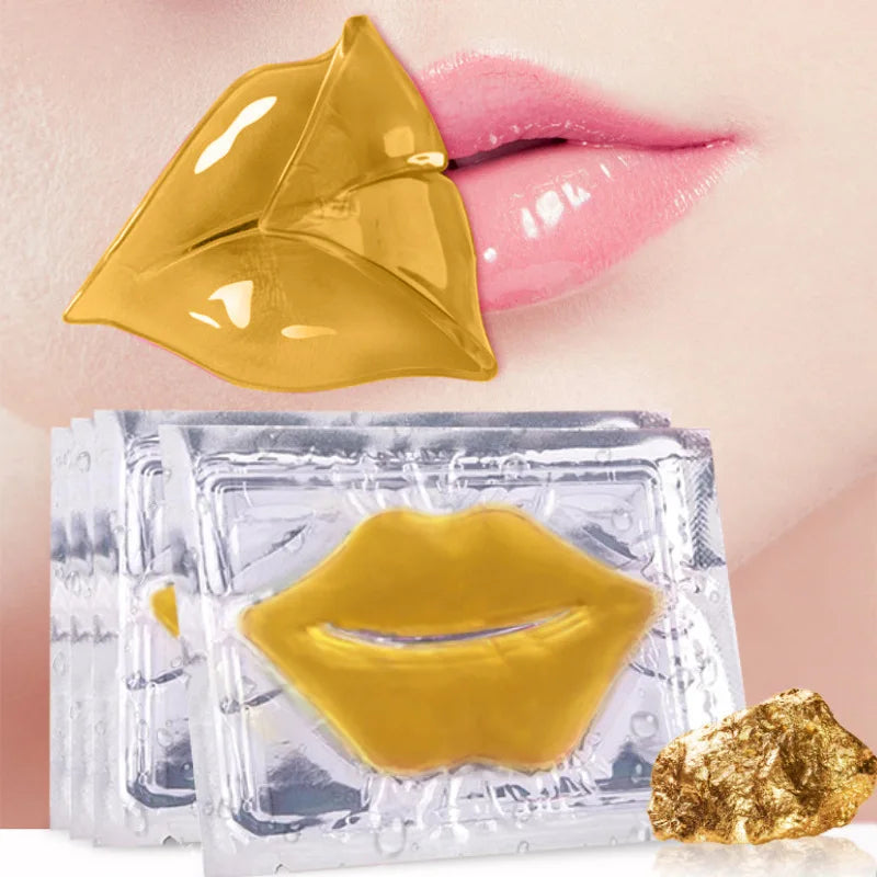 BIOAOUA Crystal Collagen Lip Mask – 5pc Plumping Lip Patches Collagen Lip Mask Oasis Select Gold