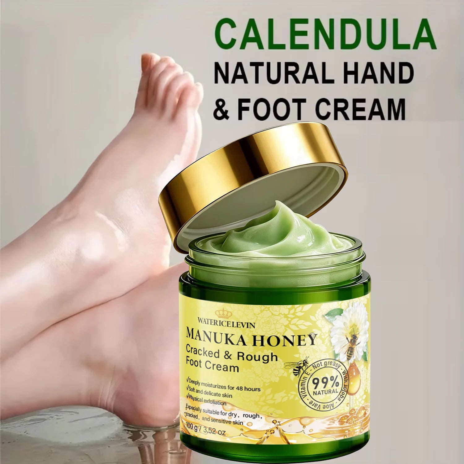 Manuka Honey Foot Cream – Hydrating Cracked Heel Repair 100g Foot Care Cream Oasis Select