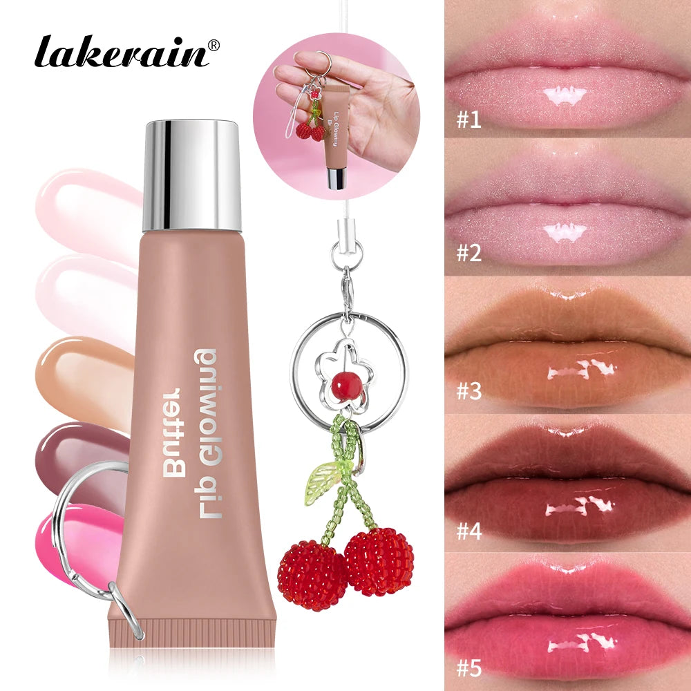 Lakerain Butter Lip Glowing With Keychain Long Lasting Deep Hydration Natural Color Smooth Lip Quickly Improve Lip Condition Oasis Select