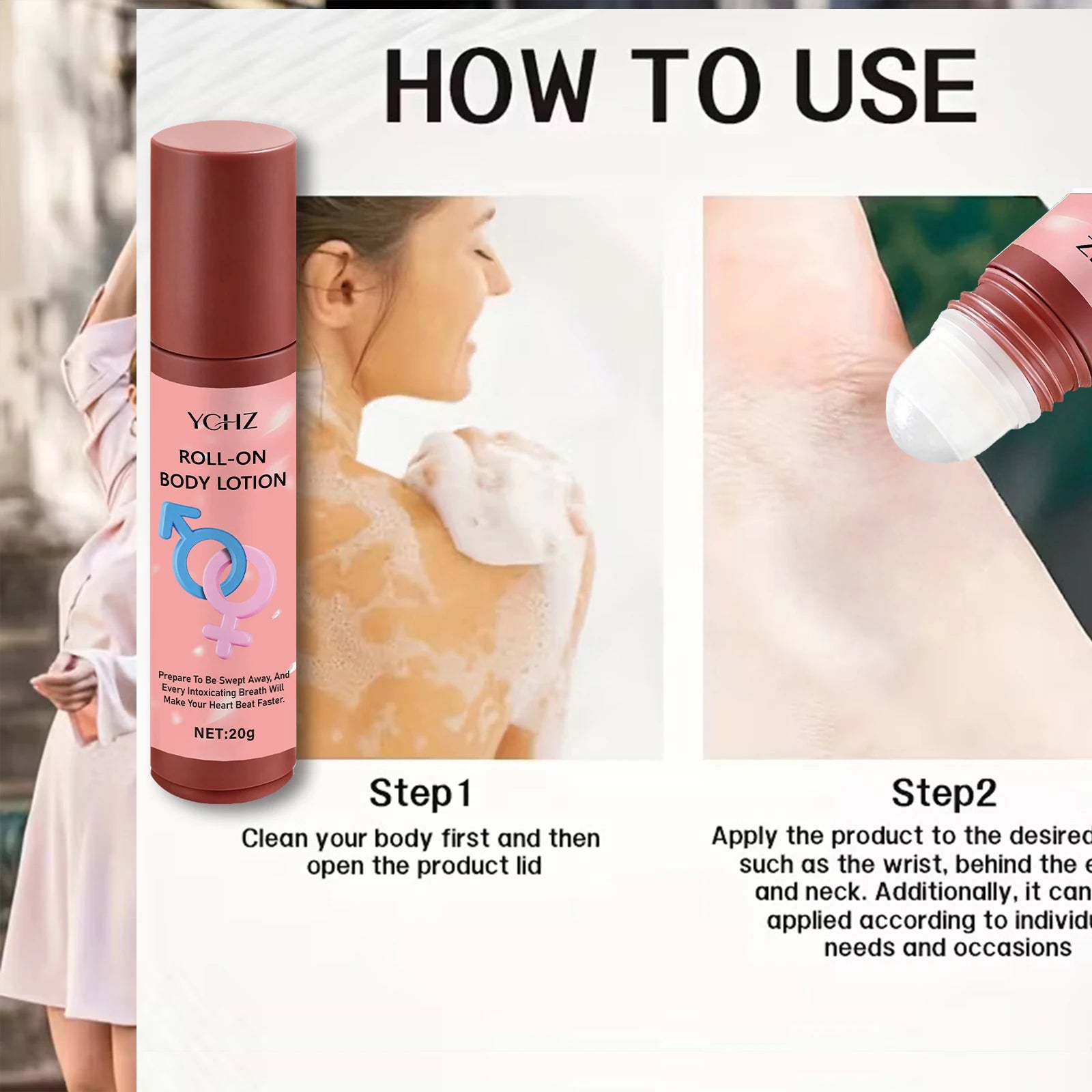YCHZ Rose Roll-On Deodorant – 72-Hour Fresh, 20ml