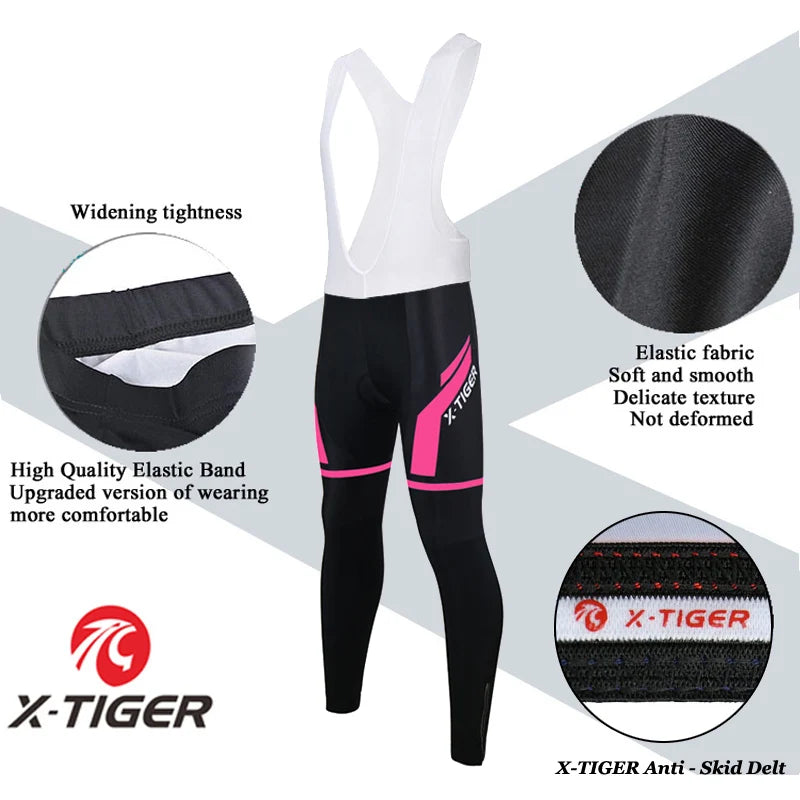 X-TIGER Pro Women's Cycling Bib Pant Breathable Shockproof MTB 5D Coolmax gel Pad Mountain Road Bicycle Tights Ciclismo Pants Oasis Select