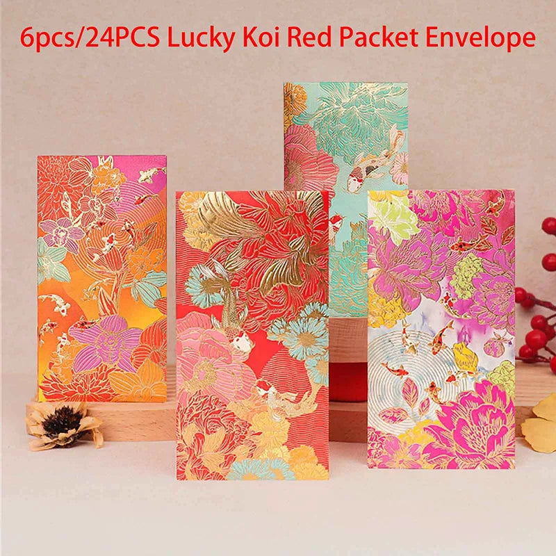 Koi Lucky Red Envelopes Set of 6 | Spring Festival & Wedding