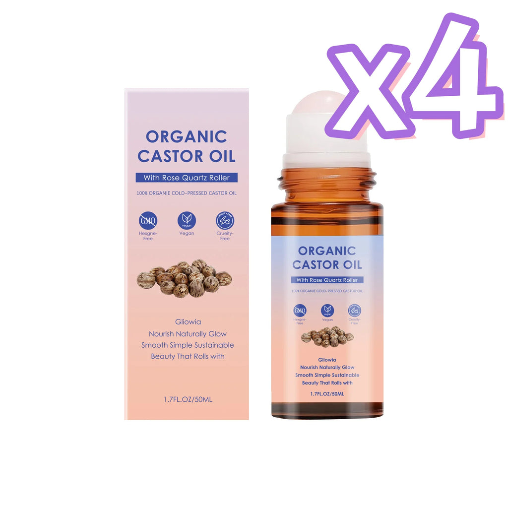 Organic Castor Oil Rose Quartz Roller Ball | 50ml Castor Oil Roller Oasis Select 50ml Boxed x 4pcs