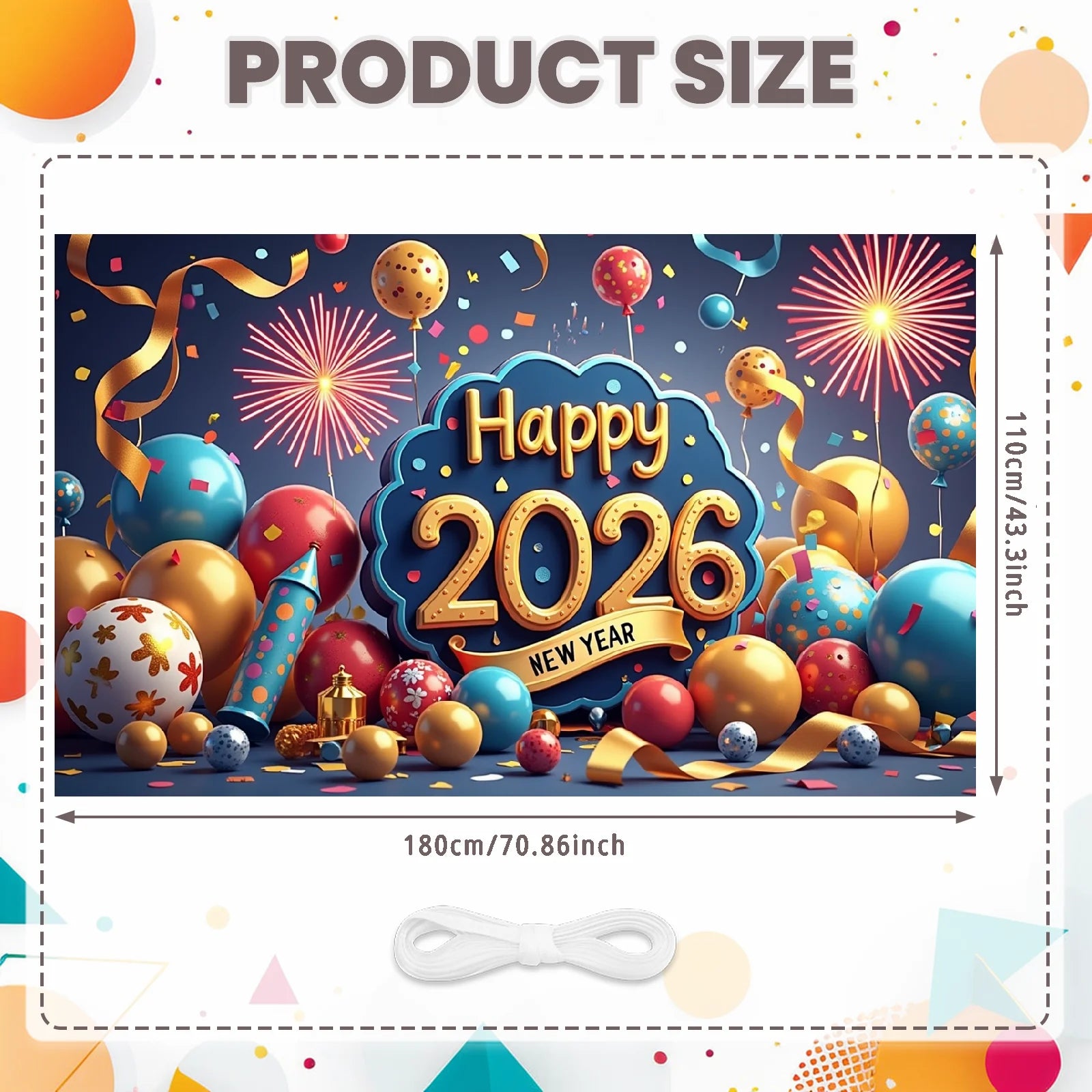 Happy New Year 2026 Party Decoration Backdrop New Year Champagne Clock Christmas Banner New Year Party Supplies Photo Background Oasis Select