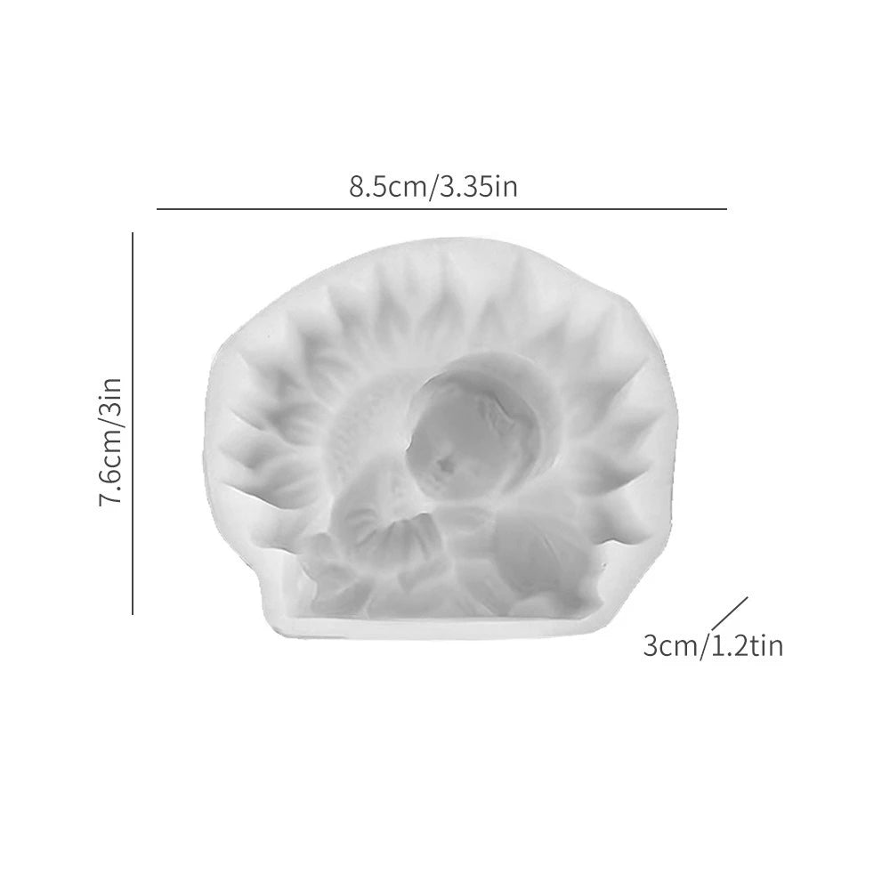Cute Baby Sunflower Silicone Mold For Candle Soap Making, Flexible Resin Casting Mold For Home Decor, DIY Craft Gift Kit Oasis Select White