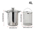 4L Stainless Steel Deep Fryer Oil Save Potato Chip Frying Pot Vegetable Noodle Stewing Pot with Strainer Chicken Cooking Tools Oasis Select 4L