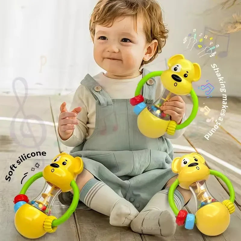 Soft Baby Grasping Ball Rattles with Bell Ball Early Education Educational Sensory Toy Random Color Oasis Select