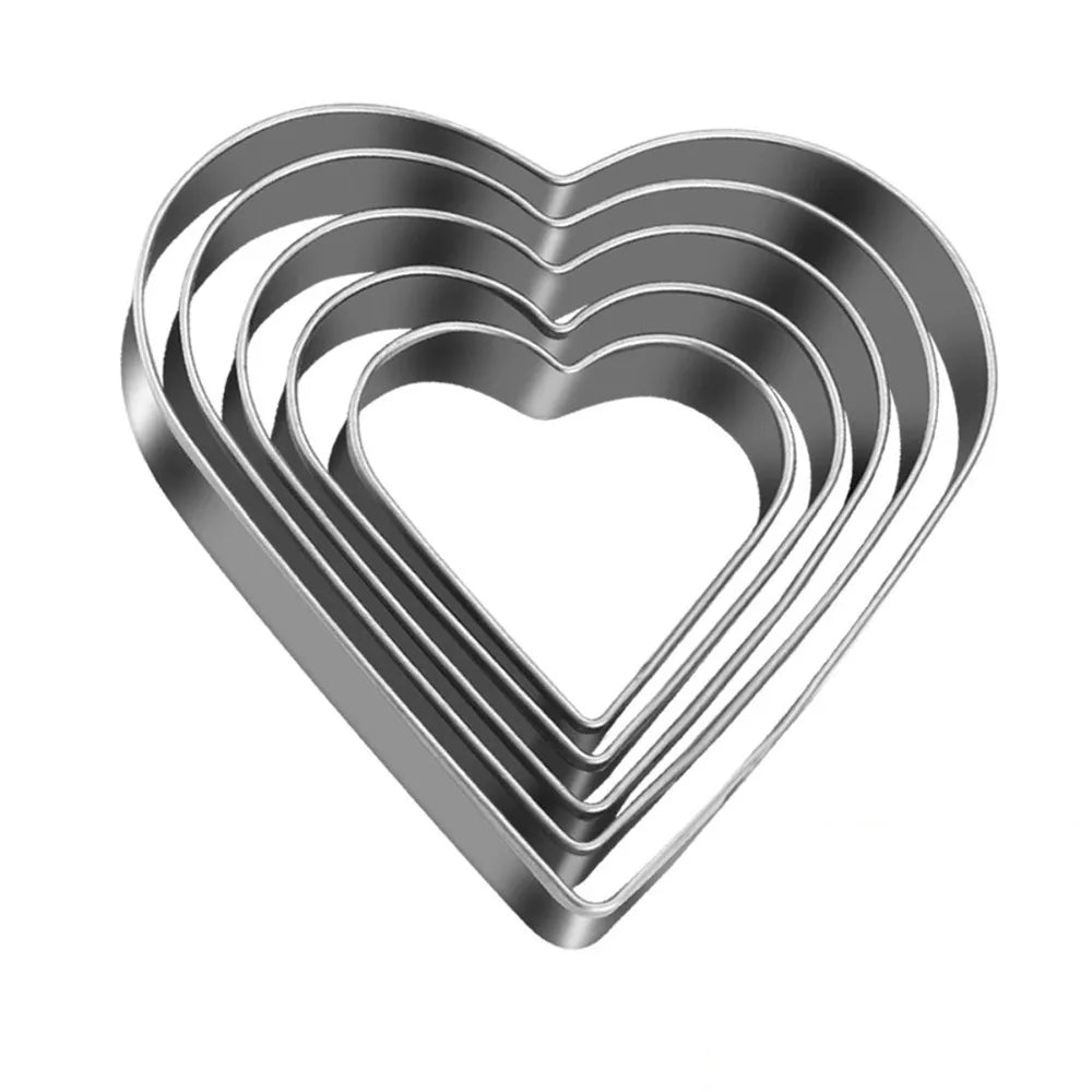 5Pcs Stainless Steel Heart Cookie Cutter Set Multiple Sizes Rust-Resistant Heart Shaped Cookie Cutters Heart Shaped Baking Tools Oasis Select 5Pcs