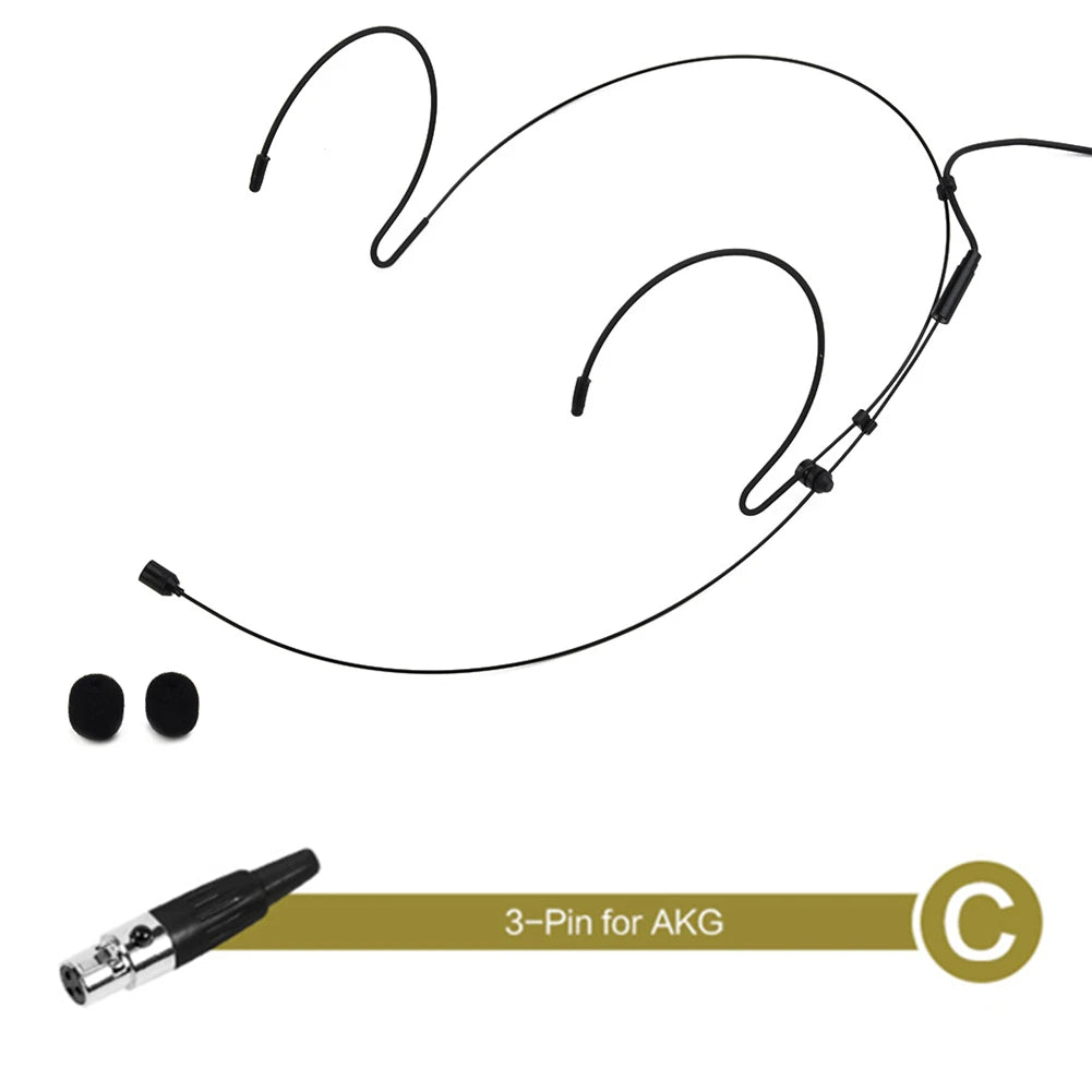 1PCS Double Earhook Headset Mic Headworn Microphone For Shure Wireless Earhook Microphone Black Audio Equipment Radio System Oasis Select C