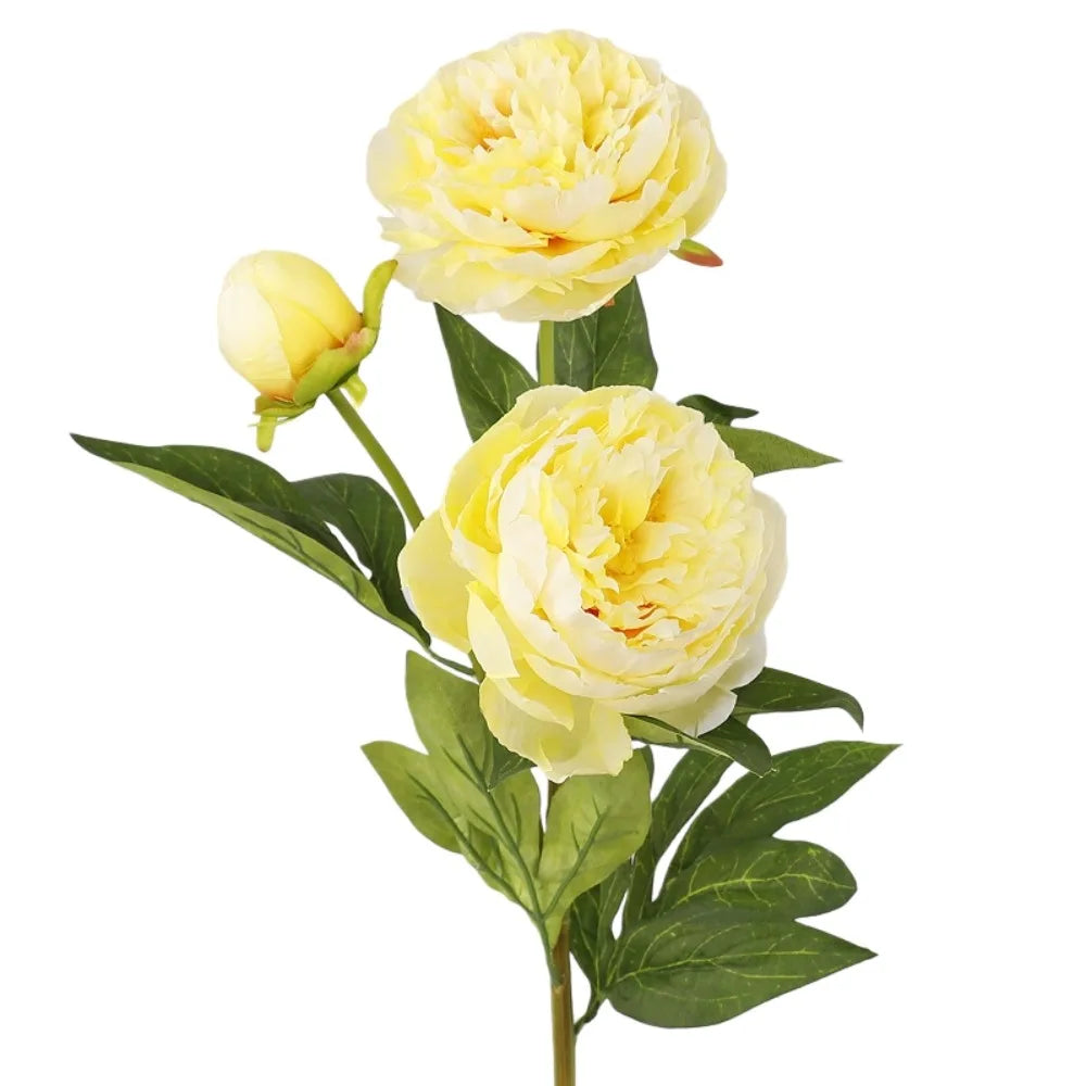 3-Head Real Touch Artificial Peony Stems | Lifelike Faux Flowers