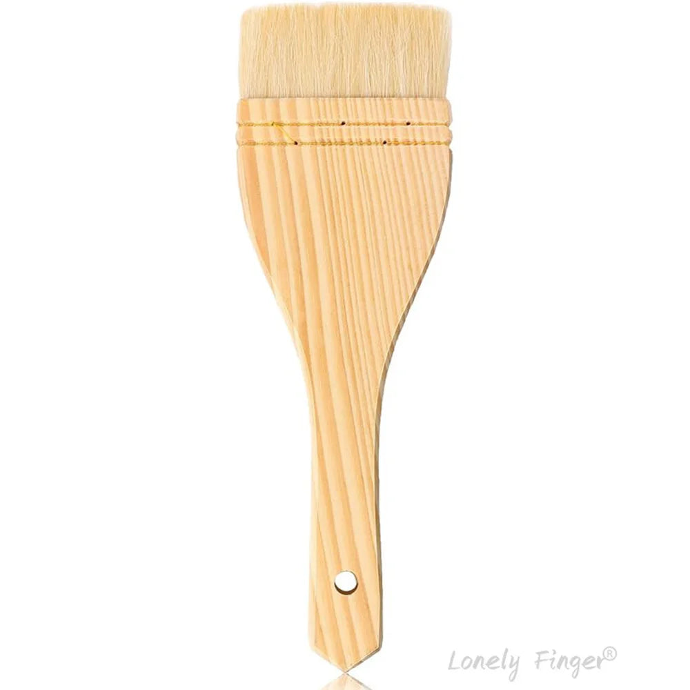 4Pcs Flat Hake Brushes Artist Painting Brushes Set Wool Bristles Wash Brush for Watercolor, Ceramic and Pottery Painting Oasis Select Large Wool Brush
