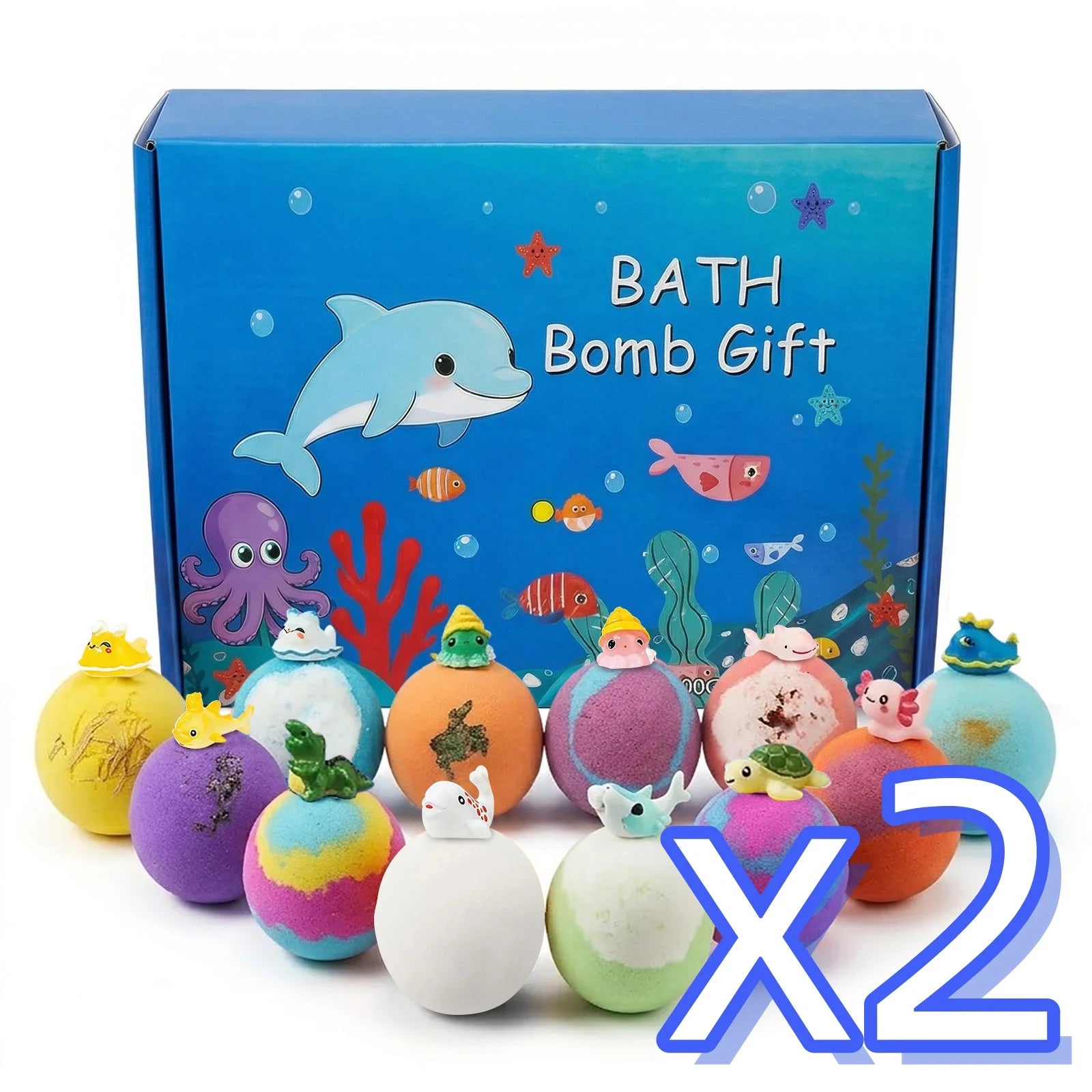 Kids Bath Bombs Set With Surprise Toys Handmade Colorful Bubble Bath Balls Relaxing Funny Perfect Birthday Spa Gift For Children Oasis Select 1set boxed x 2
