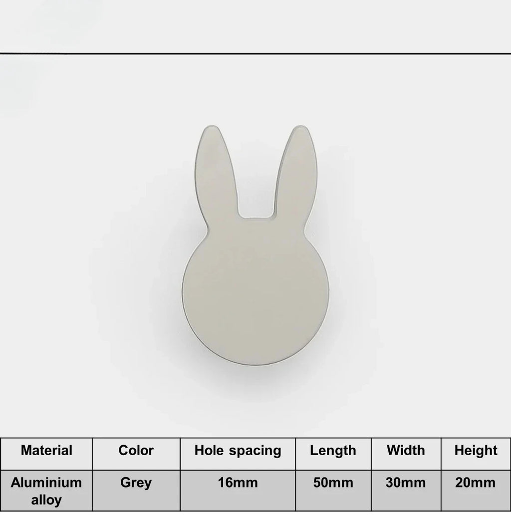 Love Rabbit Cartoon Children's Room Handle Color Matching Cabinet Door Handle Kitchen Cabinet Shoe Cabinet Wardrobe Door Handle Oasis Select Grey 50mm