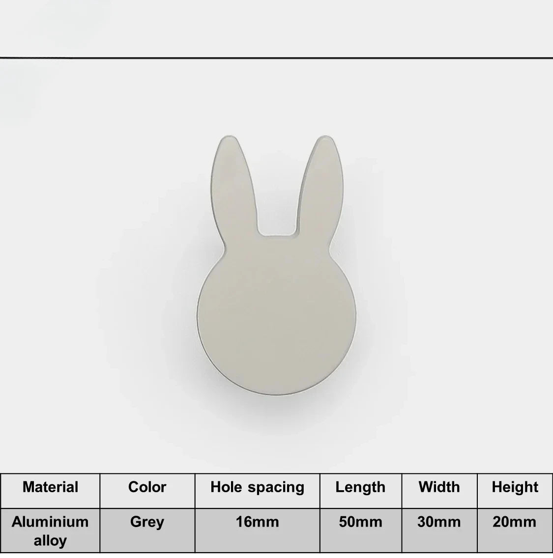 Love Rabbit Cartoon Children's Room Handle Color Matching Cabinet Door Handle Kitchen Cabinet Shoe Cabinet Wardrobe Door Handle Oasis Select Grey 50mm