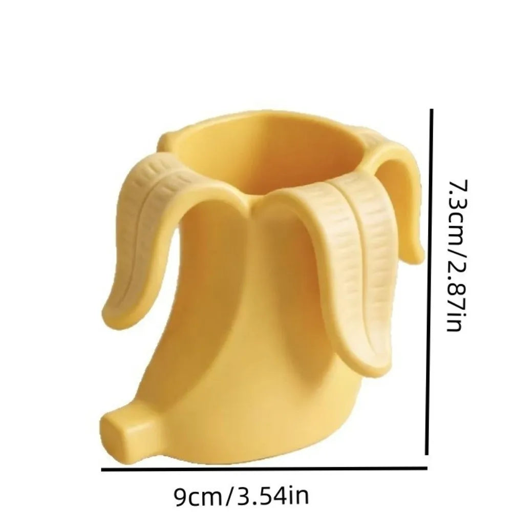 Plastic Banana-Shaped Pencil Holder Curved Arc Design Creative Desktop Organizer Artistic Decoration Funny 3D-printed Pen Holder Oasis Select