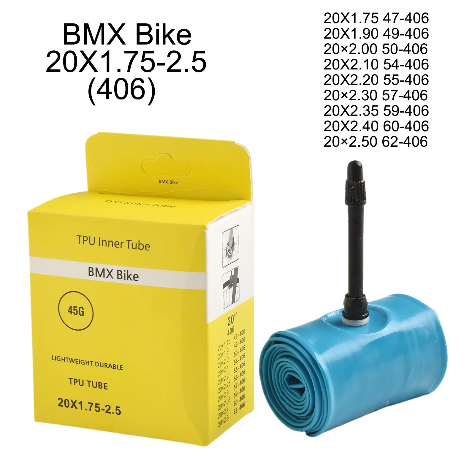 Improved Handling For Bike Maintenance Ultralight Inner Tube 20×1.75-2.5 Inner Tube Compact When Folded No Air Leakage Oasis Select 20X1.75-2.5(406)45MM