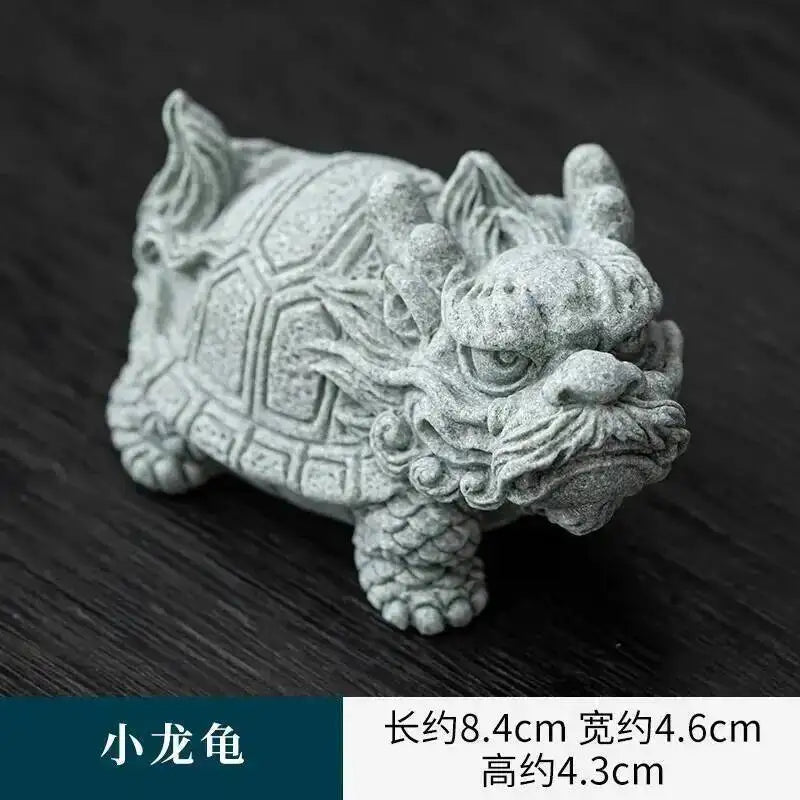 National Trend Green Sandstone Small Ornament Home Desktop Decoration Tea Table Tea Tray Decoration Paperweight Cover Pen Holder Oasis Select Little Dragon Turtle