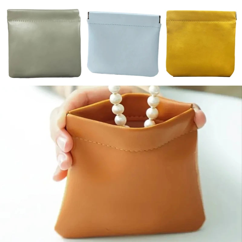 2pcs Fashion Simple Lipstick Makeup Bag Portable Mini Jewelry Handbag Travel PU Key Small Bags Women Girls Oasis Select