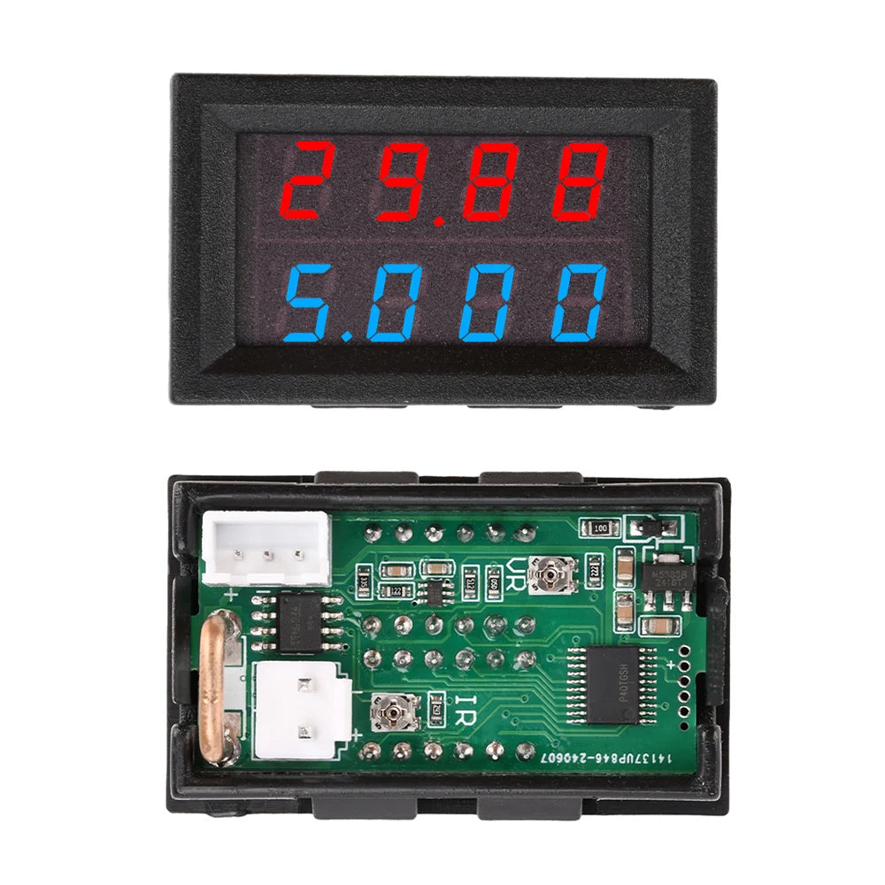 DC 0-100V 10A Blue Red Dual LCD Display Digital Voltmeter Ammeter 4 Bit 5 Wires Voltage Current Volt Detector Tester Oasis Select