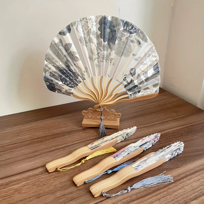 Elegant Folding Hand Fan with Floral Design, Breathable Mesh, Randomly Placed Flower Patterns, Dance Accessories, Fan Decor Oasis Select